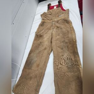 VTG CARHARTT Mens Quilted Lined Double Knee Front Bib Overalls USA Heavy See Pic